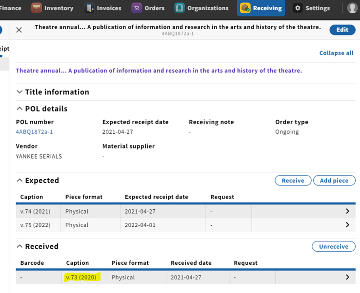 LTS Training Resources > Serials Receiving in FOLIO > image2021-6-15_16-59-1.png